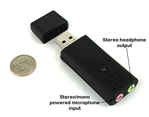Andrea Electronics Corporation Andrea Electronics High Gain Pure Audio USB External Digital Sound Card with 3.5mm Powered Stereo Microphone Input, Patented