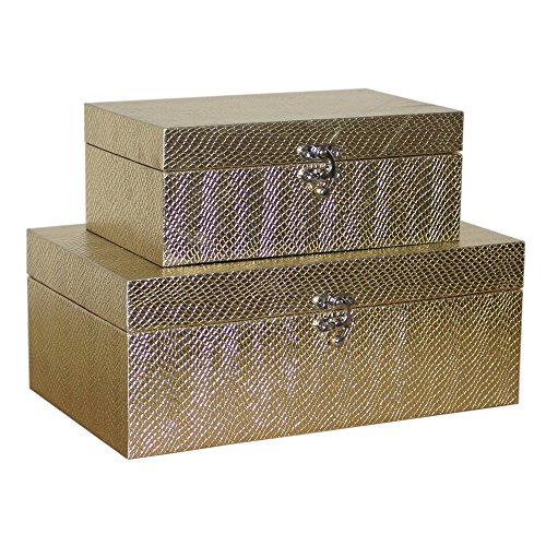MODE HOME Golden Leather Kitchen Storage Boxes Fashion Jewelry Wooden Boxes Waterproof Set of 2