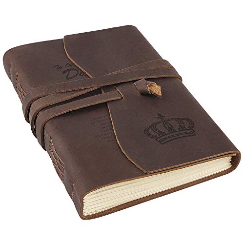 kullder Leather Journal Personalized Rustic Handmade Vintage Leather Bound Journals for Women Unlined Paper 7 x 5 Inches Daily