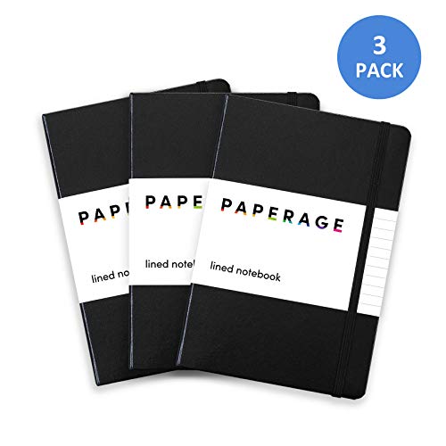 SCJFZSM Paperage 3 Pack Lined Journal Notebook, Bulk Classic Hardcover, 5.7  x 8 inches, 100 gsm Thick Paper for Office Home School