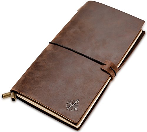Wanderings Leather Notebook - Wanderings Refillable Travel Journal - Hand-Crafted Genuine Leather Journal for Writing, Poets, Travelers,