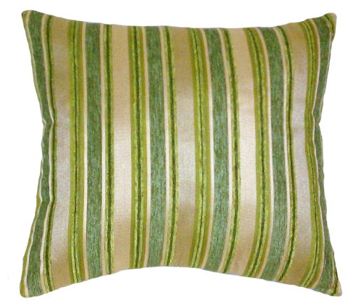 ReynosoHomeDecor 20x20 Green and Sand Stripes Chenille Decorative Throw Pillow Cover