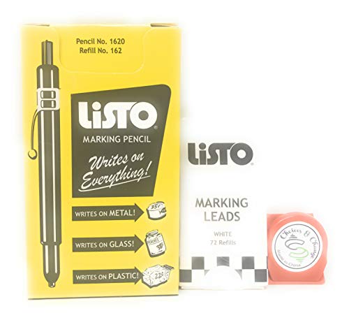 LISTO F2PT8CD Bundle of Listo 1620 Marking Pencil/Grease Pencils/China  Marking Pencils/Wax Pencils - White, Box of 12 With 72 Refills With