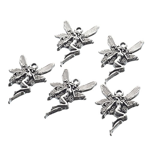 Housweety 60PCs Silver Fairy Charms Pendants 21x15mm