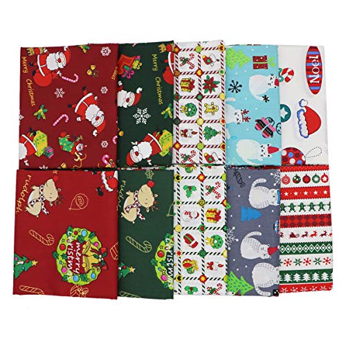iNee Christmas Fat Quarters Fabric Bundles, 100% Cotton Quilting Sewing Fabric, 18 x22 inches