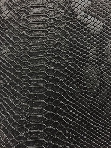 luvfabrics Black Faux Viper Sopythana Snake Skin Vinyl Fabric - Sold By The Yard - 52"