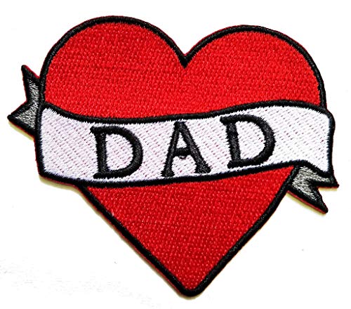 PP Patch Cute Cartoon Patch PP Patch Red Heart Love Father Love DAD Cartoon Patch Embroidered Iron On Patch Kids Sticker Patch for Clothes Backpacks