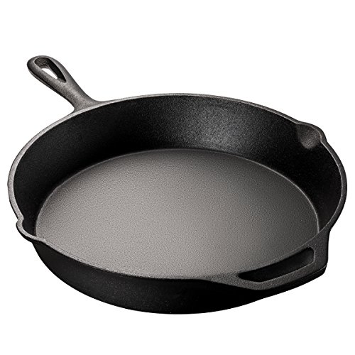 vesers Cast Iron Skillet - 12 Inch Versatile and Durable Cast Iron Pan - Multi Use Premium Quality Kitchen Pans - Pre-Seasoned Round