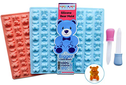 Yummy Gummy Molds LARGER Bears Silicone Gummy Bear Mold 2 Pack - BPA Free,  LFGB/FDA Approved, Unique Design, Perfect for Homemade Gelatin