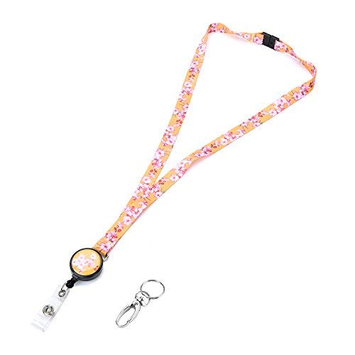 Grekywin Women's Neck Lanyard and Retractable Badge Holder Retractable Badge Reel Safety Clasp for ID Badge