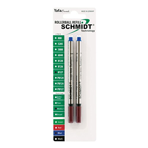 Schmidt 8127 Long Capless Rollerball Refill Medium Point 0.7mm, Blue, 2 Pack Blister (SC58128)