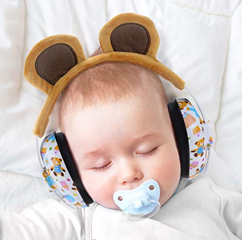 PORMUCAL Baby Ear Protection Ear Muffs for 3 Months to 2+ Years Noise Reduction Hearing Protection for Infant and Toddlers with Bear