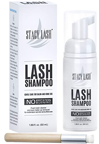 Stacy Lash Eyelash Extension Shampoo Stacy Lash + Brush / 50ml / Eyelid Foaming Cleanser/Wash for Extensions and Natural Lashes/Paraben