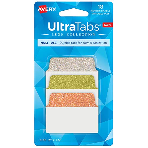 Avery Multi-Use Ultra Tabs, 2" x 1.5", Holographic Sunset OmbrÃ© Colors, 18 Repositionable Page Tabs (74148)