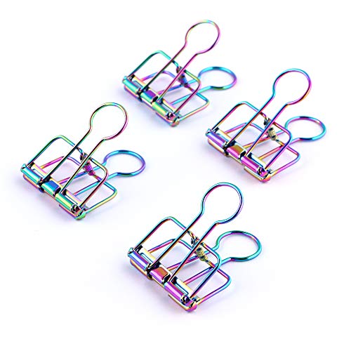 Eagle Binder Clips, Wire Clips, Hollow Paper Clips, Fancy Rainbow Colors, for Files, Documents, Tickets, Office and School