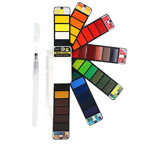 Mincho Watercolors Paint Set - 42 Assorted Colors, Professional