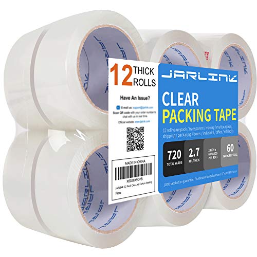 JARLINK Clear Packing Tape (12 Rolls), Heavy Duty Packaging Tape for  Packaging Moving Sealing, 2.7mil Thick, 1.88