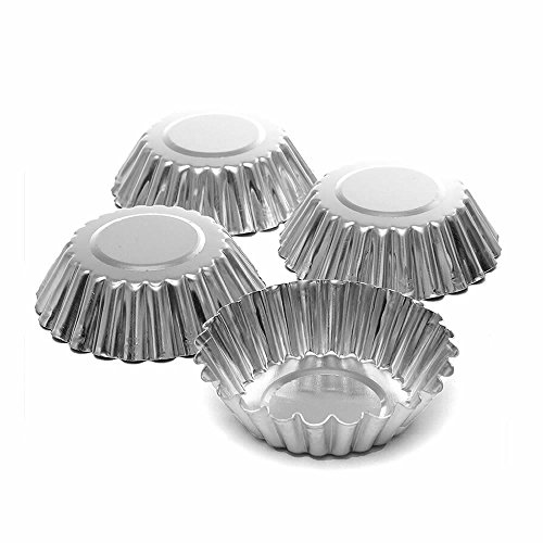 ISKYBOB 20 Pack Egg Tart Aluminum Cupcake Cake Cookie Mold Tin Reusable Baking Tool Baking Cups (M)