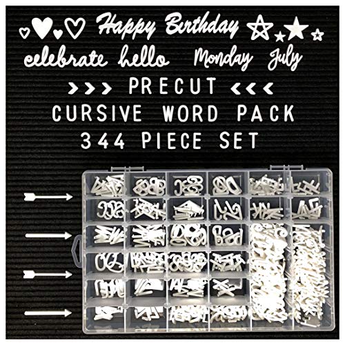 Word Notions Precut Letters and Cursive Words for Felt Letter Board | 344 Sorted Pieces in Organizer Includes Cursive Words, Characters,
