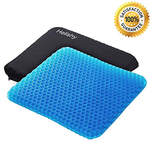 Helishy Gel Seat Cushion,1.65inch Double Thick Egg Seat Cushion,Non-Slip Cover,Help in Relieving Back Pain & Sciatica Pain,Seat