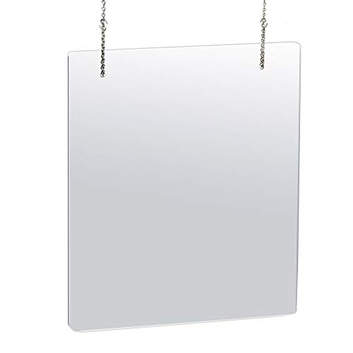 Azar Displays 30 in. X 40 in. Clear Hanging Adjustable Cashier Sheild, Sneeze Guard, Acrylic Protective Barrier