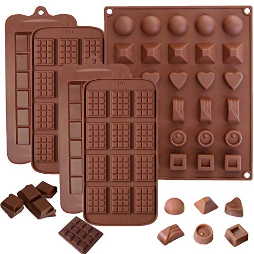 Silicone Chocolate Molds 6 Pcs Non Stick Mini Chocolate Bar Two Different  Types Brown Also Ice Cube Molds Candy Chocolate Baking Kitchen Molds