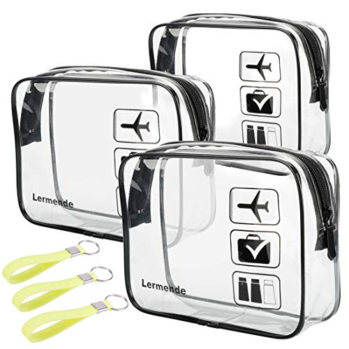 Lermende 3pcs Lermende TSA Approved Toiletry Bag with Zipper Travel Luggage Pouch Carry On Clear Airport Airline Compliant Bag Travel