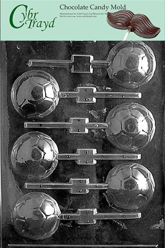 Cybrtrayd S019  Soccer Ball Lolly Chocolate Candy Mold with Exclusive Cybrtrayd Copyrighted Chocolate Molding Instructions