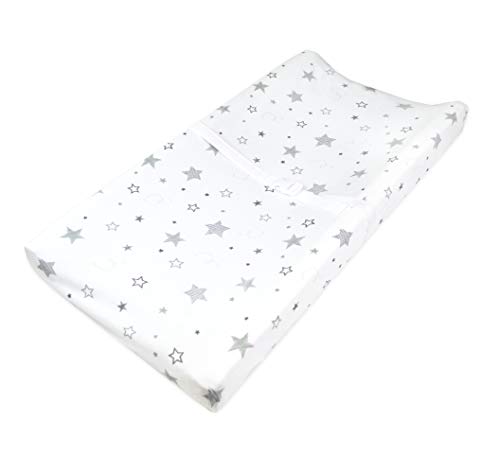 TL Care Printed 100% Natural Cotton Jersey Knit Fitted Contoured Changing Table Pad Cover, Super Stars, Soft Breathable, for