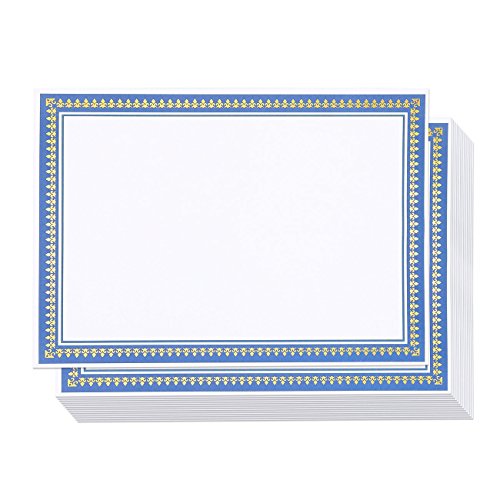 Best Paper Greetings Certificate Paper with Gold and Blue Border, Award Certificates (White, 8.5 x 11 in, 50-Pack)