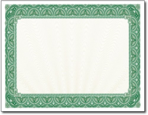 Desktop Publishing Supplies, Inc. Green Border Blank Certificate Paper - 100 Pack - 8.5" x 11" Certificates for Printer Awards