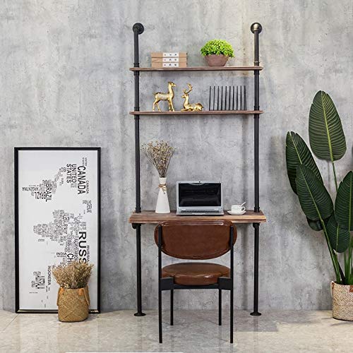WGX Design For You Industrial Style Laptop Desk Solid Wood Computer Desk Storage Table with Shelves Wall Shelf Bookshelf Floating Shelves for
