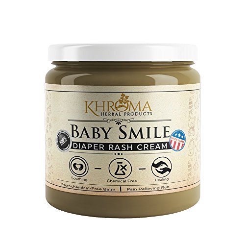 Khroma Herbal Products Baby Smile - Organic Soothing Diaper Rash Cream - 2 oz in Glass Bottle - with Lavender, Calendula Flowers, Shea Butter