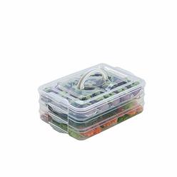TIAN CHEN Refrigerator Organizer Bins, Plastic Food Storage Containers with Lids, 3-Layer, BPA free, Stackable Food Organizer