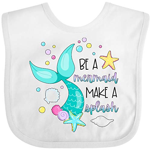 Inktastic Be a Mermaid Make a Splash Blue Mermaid Tail Baby Bib White 3a443