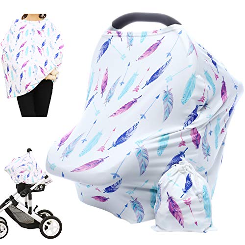 Hicoco Nursing Cover Carseat Canopy - Baby Breastfeeding Cover, Car Seat Covers for Babies, Multi Use Nursing Scarf, Infant