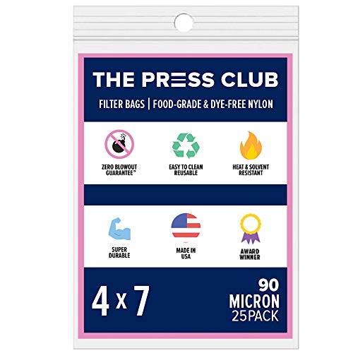 The Press Club 90 Micron | Premium Nylon Tea Filter Press Screen Bags | 4" x 7" | 25 Pack | Zero Blowout Guarantee | All Micron & Sizes