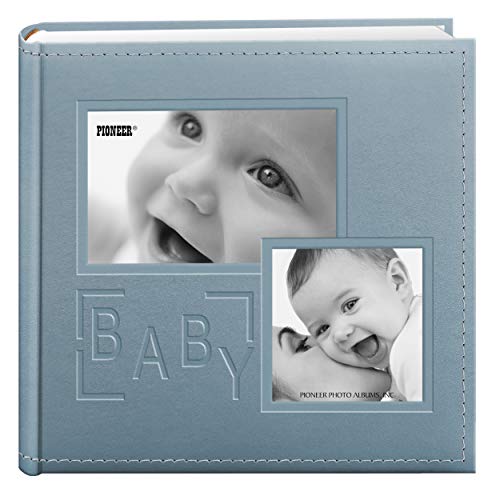 Pioneer Photo Albums 200-Pocket Embossed Baby Leatherette Frame Cover Album for 4 by 6-Inch Prints, Blue