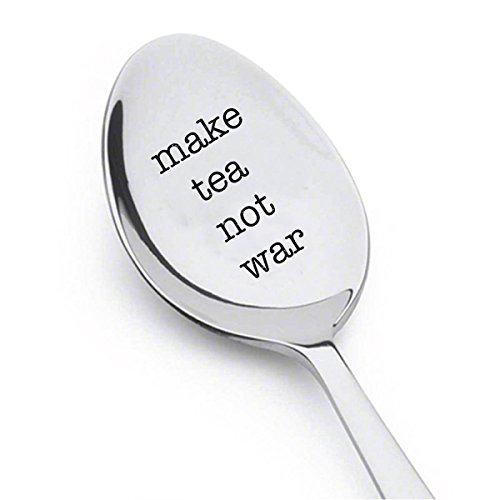 Boston Creative Company Make tea not war- engraved spoon- coffer lover- engraved silver ware by Boston creative company