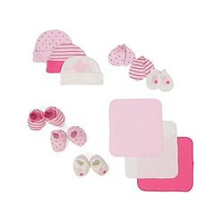 BornCare Baby shower gift for girls pink set baby girl gift set gifts caps washcloths booties mittens BornCare brand 12 Pack, 0-6