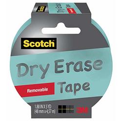 Scotch Brand Scotch 1905R-DE-BLU Dry Erase Removable Tape, 1.88" x 5 yd, Blue