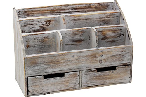 Executive Office Solutions Vintage Rustic Wooden Office Desk Organizer & Mail Rack for Desktop, Tabletop, or Counter -