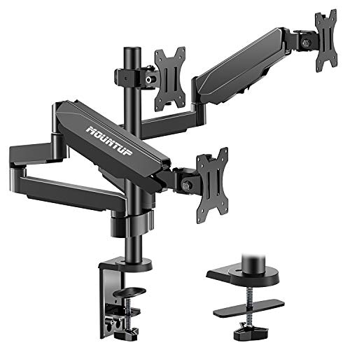 MOUNTUP Triple Monitor Stand Mount - 3 Monitor Desk Mount for Computer Screens Up to 27 inch, Triple Monitor Arm with Gas