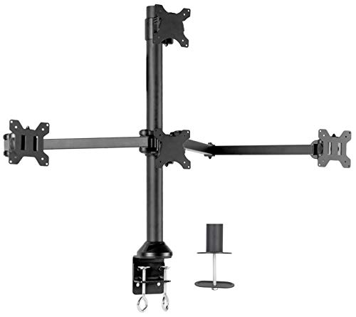 VIVO Steel Quad LED LCD Computer Monitor Heavy Duty Desk Mount, 3 Plus 1 Fully Adjustable Stand, Holds 4 Screens up to 32