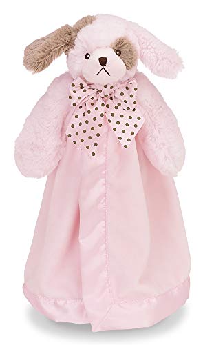 Bearington Collection Bearington Baby Wiggles Puppy Snuggler, Plush Security Blanket, Lovey (Pink) 15"