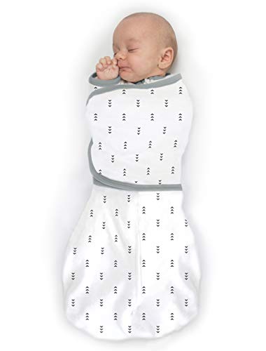 SwaddleDesigns Omni Swaddle Sack with Wrap & Arms Up Sleeves & Mitten Cuffs, Tiny Arrows, Soft Black, Small, 0-3 Months