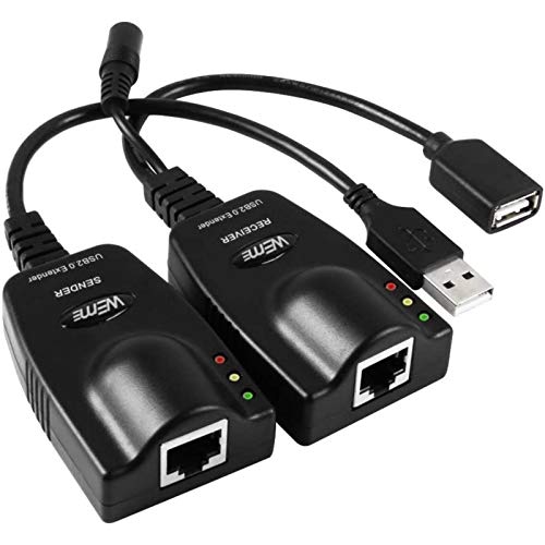 WEme USB 2.0 Extender to RJ45 Over Cat5 5E 6, Connection up to 100 Meter 328 Ft Ethernet Extention Cable Type A Male to A