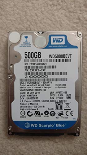 Western Digital 500GB 2.5" SATA Hard Drive Western Digital WD5000BEVT