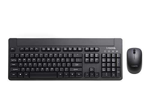 BUSLink i-Rocks IRK77RP-BK 2.4GHz RF Wireless Multimedia Keyboard Mouse Combo for PC (Black)