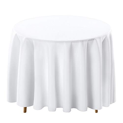Surmente Tablecloth 120 Inch Round Polyester Table Cloth for Weddings, Banquets, or Restaurants (White) â€¦